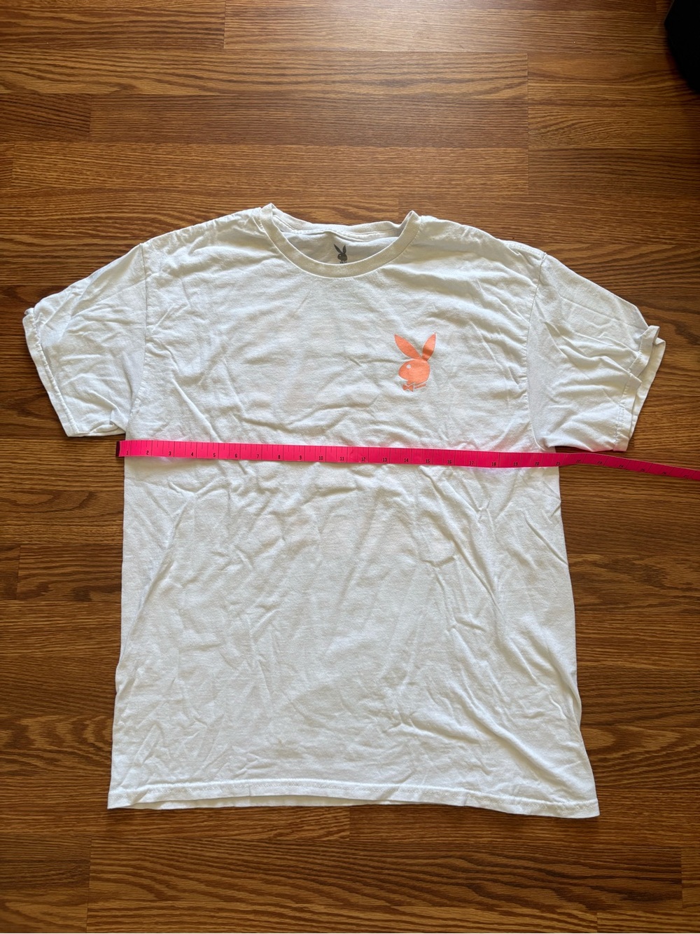 PLAYBOY Large White Tee with Coral Bunny Logo